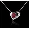 Image 2 : 14KT White Gold GIA Certified 2.83ct Ruby and Diamond Pendant With Chain