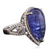 Image 2 : 14KT White Gold 17.42ct Tanzanite and Diamond Ring