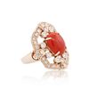 Image 2 : 14KT Rose Gold 3.17ct Coral and Diamond Ring