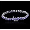 Image 2 : 14KT White Gold 14.04ctw Tanzanite and Diamond Bracelet