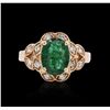 Image 1 : 14KT Rose Gold 2.36ct Emerald and Diamond Ring