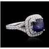 Image 2 : 14KT White Gold 3.15ct Sapphire and Diamond Ring