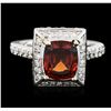 Image 1 : 14KT White Gold 2.95ct Garnet and Diamond Ring