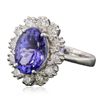 Image 2 : 14KT White Gold 4.25ct Tanzanite and Diamond Ring