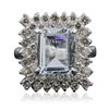 Image 1 : 14KT White Gold 3.69ct Aquamarine and Diamond Ring