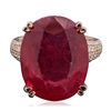 Image 1 : 14KT Rose Gold 20.77ct Ruby and Diamond Ring