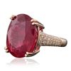 Image 2 : 14KT Rose Gold 20.77ct Ruby and Diamond Ring