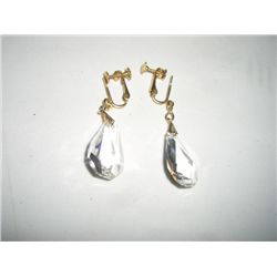 VINTAGE EARRINGS WITH CRYSTAL TEAR DROPS AND SCREW BACK STYLE!! EARRINGS CAME OUT OF SAFE!!