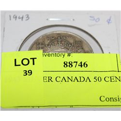 1943 SILVER CANADA 50 CENT COIN