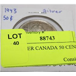 1943 SILVER CANADA 50 CENT COIN