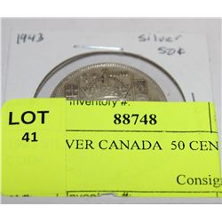 1943 SILVER CANADA 50 CENTS COIN
