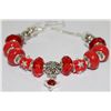 Image 1 : SILVER GLASS CHARM BRACELET RED