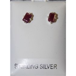 RUBY STONES STERLING .925 SILVER EARRINGS
