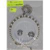 Image 1 : PEARL AND RHINESTONE NECKLACE AND EARRING SET