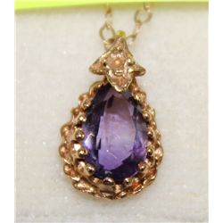 10KT NECKLACE WITH AMETHYST PENDANT