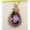 Image 1 : 10KT NECKLACE WITH AMETHYST PENDANT