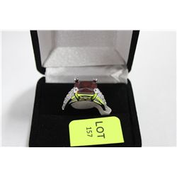 STAMPED .925 LAB RUBY RING ON CHOICE SZ : 10