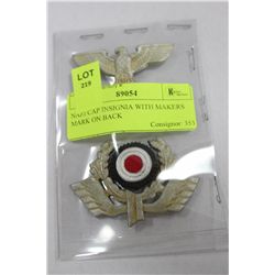 NAZI CAP INSIGNIA WITH MAKERS MARK ON BACK
