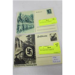 1934 NAZI POST CARDS X2