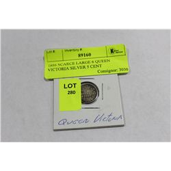 1886 SCARCE LARGE 6 QUEEN VICTORIA SILVER 5 CENT