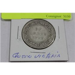 1900 NFLD QUEEN VICTORIA SILVER 50 CENT COIN