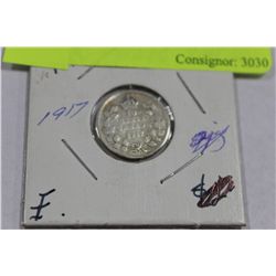 1917 GV SILVER 10 CENT COIN