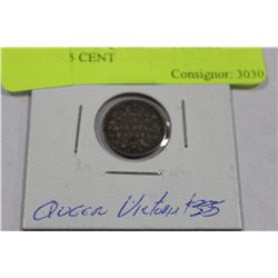 1897 SCARCE QUEEN VICTORIA SILVER 5 CENT COIN