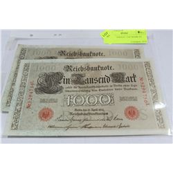 1910 UNC GERMAN 1000 MARK X2