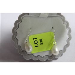 SILVER EARRINGS W/WHITE FAUX PEARLS