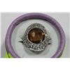 Image 1 : STERLING SILVER RING W / BROWN HUED STONE