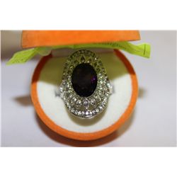 STERLING SILVER RING WITH PURPLE STONE