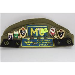 COLD WAR RUSSIAN COMMUNIST MILITARY CAP W/BADGES