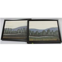 PAIR OF SHOWHOME CANVAS FOREST SCENE PICTURES