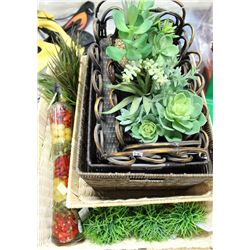 SHOWHOME STACK OF BASKETS W MISC. DECORATIONS
