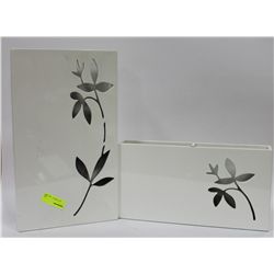PAIR OF WHITE SHOWHOME CUBED VASES