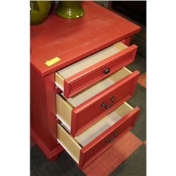 SHOWHOME RED 3 DRAWER NIGHT STAND