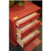 Image 1 : SHOWHOME RED 3 DRAWER NIGHT STAND