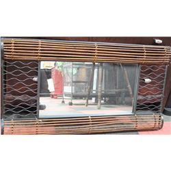 SHOWHOME METAL AND WICKER MIRROR