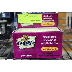 BOTTLE OF 60 TEDDYS CHOICE CHILDRENS CHEWABLE