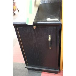 BLACK CABINET W/WRITING SHELF, CUPBOARDS