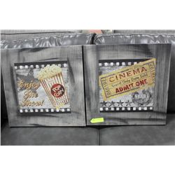 PAIR OF SHOWHOME THEATER ROOM CANVAS PICTURES