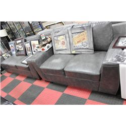 GREY LEATHERETTE SOFA W LOVE SEAT