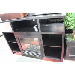 BLACK MULTI-PURPOSE SHELF W/FIREPLACE WORKS
