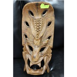 LRG WOOD CARVED WALL HANGING MASK
