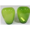 Image 1 : PAIR OF SHOWHOME GREEN GLASS VASES