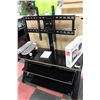 Image 1 : BLACK METAL/GLASS 3 SHELF TV STAND W/TV MOUNT
