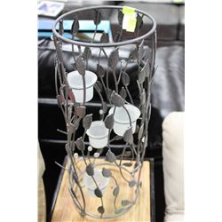 SHOWHOME METAL AND GLASS TEALIGHT CANDLE HOLDER