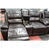 Image 2 : BROWN LEATHERETTE CONSOLE LOVE SEAT W RECLINING