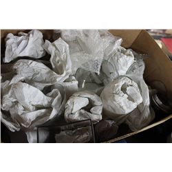 BOX OF DISHWARE GLASSES ETC