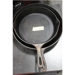 PAIR OF CAST IRON FRYING PANS